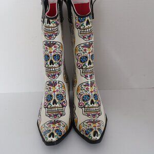 Blazin Roxx Women's Sugar Skull Rubber Rain Western Boots Size 8 Like New